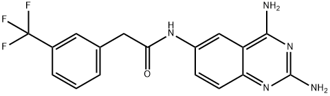 N-(2,4-Diaminoquinazolin-6-yl)-2-(3-(trifluoromethyl)phenyl)acetamide 结构式