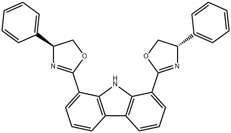 1,8-双((S)-4-苯基-4,5-二氢恶唑-2-基)-9H-咔唑 结构式