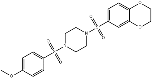 Piperazine, 1-[(2,3-dihydro-1,4-benzodioxin-6-yl)sulfonyl]-4-[(4-methoxyphenyl)sulfonyl]- 结构式