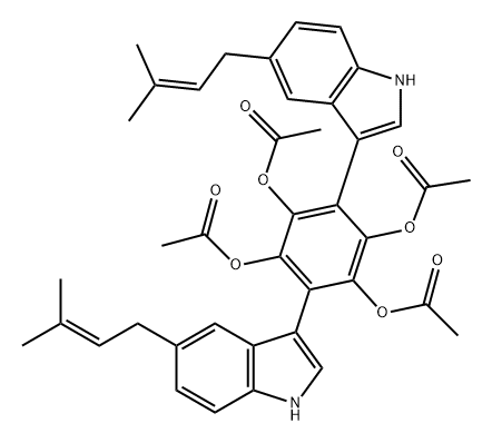 1,2,4,5-Benzenetetrol, 3,6-bis[5-(3-methyl-2-buten-1-yl)-1H-indol-3-yl]-, 1,2,4,5-tetraacetate 结构式