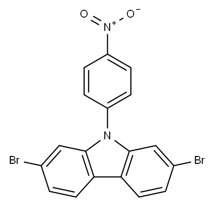 9H-Carbazole, 2,7-dibromo-9-(4-nitrophenyl)- 结构式