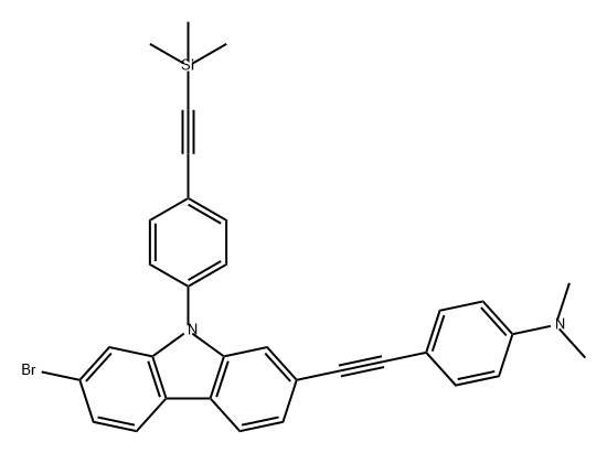 Benzenamine, 4-[2-[7-bromo-9-[4-[2-(trimethylsilyl)ethynyl]phenyl]-9H-carbazol-2-yl]ethynyl]-N,N-dimethyl- 结构式