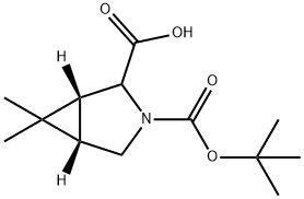 (1R,5S)-3-(叔丁氧羰基)-6,6-二甲基-3-氮杂双环[3.1.0]己烷-2-羧酸 结构式