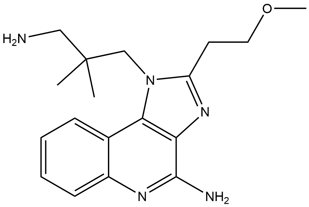 4-Amino-2-(2-methoxyethyl)-β,β-dimethyl-1H-imidazo[4,5-c]quinoline-1-propanamine 结构式