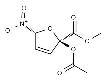 2-Furancarboxylic acid, 2-(acetyloxy)-2,5-dihydro-5-nitro-, methyl ester, cis- (9CI) 结构式