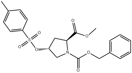 1,2-Pyrrolidinedicarboxylic acid, 4-[[(4-methylphenyl)sulfonyl]oxy]-, 2-methyl 1-(phenylmethyl) ester, (2S,4R)- 结构式