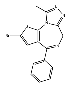 6H-Thieno[3,2-f][1,2,4]triazolo[4,3-a][1,4]diazepine, 2-bromo-9-methyl-4-phenyl- 结构式