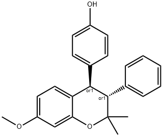 PHENOL, 4-[(3R,4R)-3,4-DIHYDRO-7-METHOXY-2,2-DIMETHYL-3-PHENYL-2H-1-BENZOPYRAN-4-YL]-, REL- 结构式