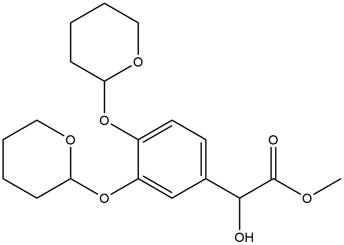 Benzeneacetic acid, α-hydroxy-3,4-bis[(tetrahydro-2H-pyran-2-yl)oxy]-, methyl ester 结构式