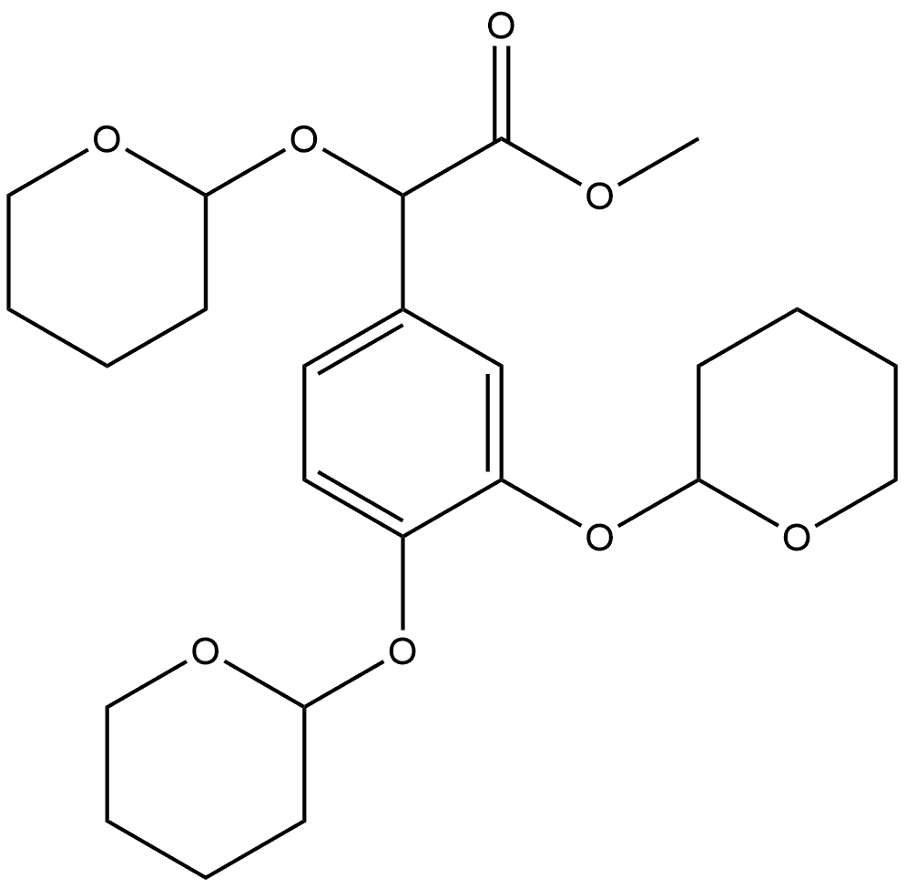 α,3,4-Tris[(tetrahydro-2H-pyran-2-yl)oxy]benzeneacetic Acid Methyl Ester 结构式