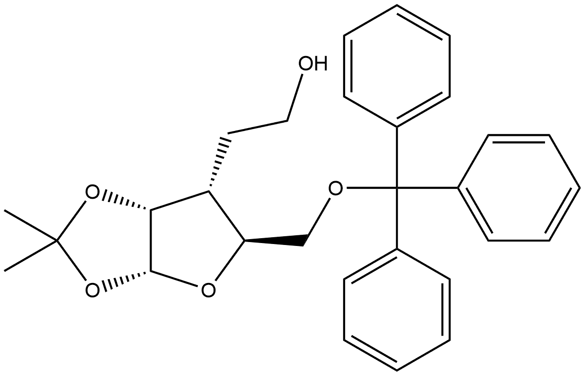 3-Deoxy-3-C-(2'-hydroxyethyl)-1,2-O-isopropylidene-5-O-(triphenylmethyl)-α-D-ribofuranose 结构式