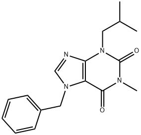 1H-Purine-2,6-dione, 3,7-dihydro-1-methyl-3-(2-methylpropyl)-7-(phenylmethyl)- 结构式
