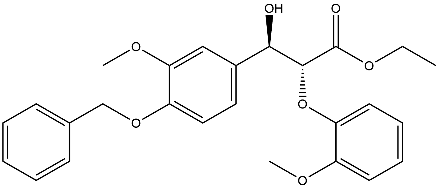 Ethyl β-hydroxy-3-methoxy-α-(2-methoxyphenoxy)-4-(phenylmethoxy)benzenepropanoate 结构式