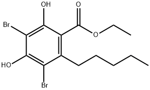 Benzoic acid, 3,5-dibromo-2,4-dihydroxy-6-pentyl-, ethyl ester 结构式