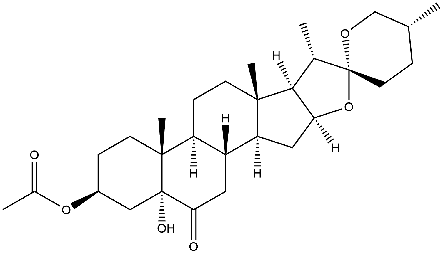 Spirostan-6-one, 3-(acetyloxy)-5-hydroxy-, (3β,5α,25R)- 结构式