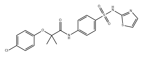 2-(4-氯苯氧基)-2-甲基-N-(4-(N-(噻唑-2-基)氨磺酰基)苯基)丙酰胺 结构式