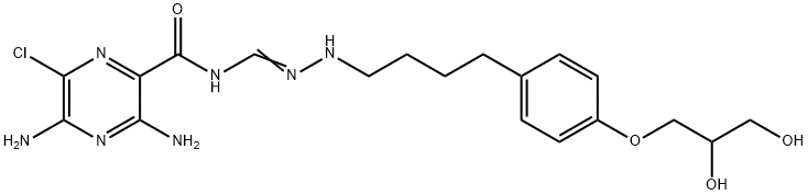 2-Pyrazinecarboxamide, 3,5-diamino-6-chloro-N-[[[4-[4-(2,3-dihydroxypropoxy)phenyl]butyl]amino]iminomethyl]- 结构式