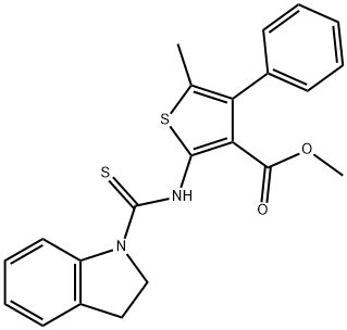 methyl 2-(indoline-1-carbothioamido)-5-methyl-4-phenylthiophene-3-carboxylate 结构式