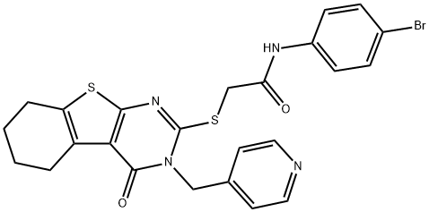 N-(4-bromophenyl)-2-[[4-oxo-3-(pyridin-4-ylmethyl)-5,6,7,8-tetrahydro-[1]benzothiolo[2,3-d]pyrimidin-2-yl]sulfanyl]acetamide 结构式