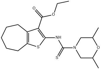 ethyl 2-(2,6-dimethylmorpholine-4-carbothioamido)-5,6,7,8-tetrahydro-4H-cyclohepta[b]thiophene-3-carboxylate 结构式