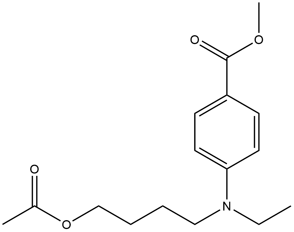 Benzoic acid, 4-[[4-(acetyloxy)butyl]ethylamino]-, methyl ester 结构式