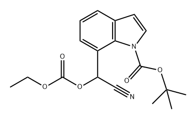 1H-Indole-1-carboxylic acid, 7-[cyano[(ethoxycarbonyl)oxy]methyl]-, 1,1-dimethylethyl ester 结构式