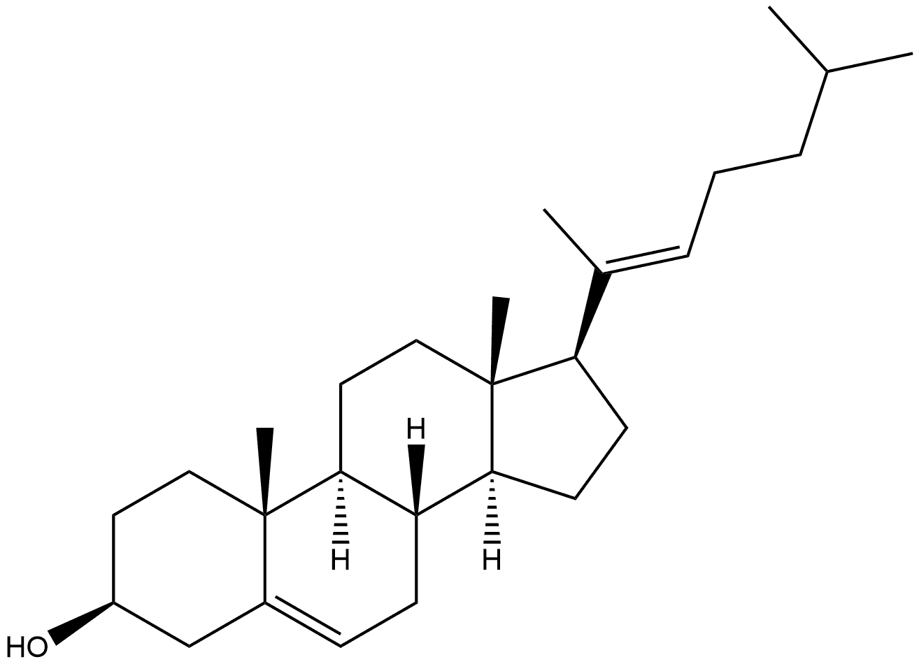 Cholesta-5,20(22)-dien-3-ol, (3β,20E)- 结构式