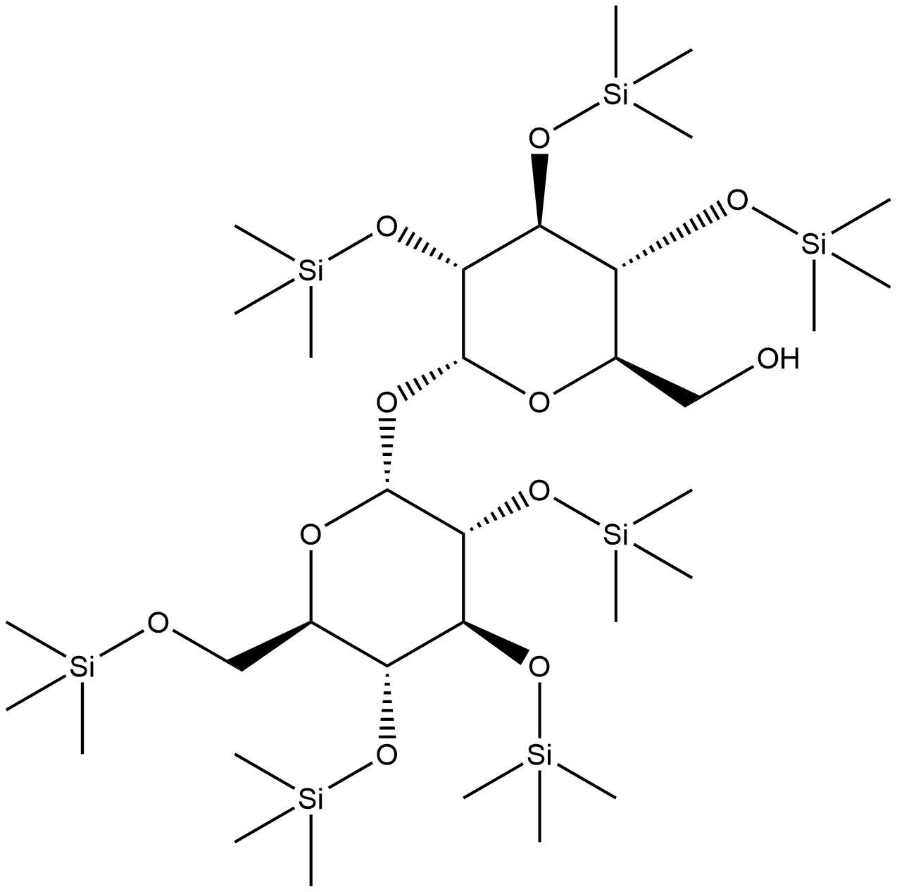 α-D-Glucopyranoside, 2,3,4-tris-O-(trimethylsilyl)-α-D-glucopyranosyl 2,3,4,6-tetrakis-O-(trimethylsilyl)- 结构式