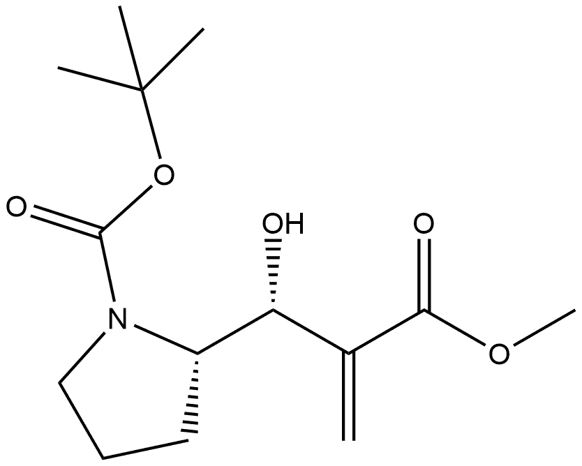 2-Pyrrolidinepropanoic acid, 1-[(1,1-dimethylethoxy)carbonyl]-β-hydroxy-α-methylene-, methyl ester, (βR,2S)- 结构式
