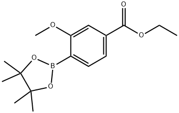 3-甲氧基-4-(4,4,5,5-四甲基-1,3,2-二氧硼烷-2-基)苯甲酸乙酯 结构式