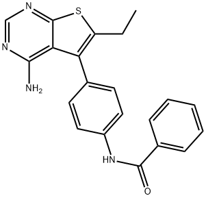 N-(4-(4-Amino-6-ethylthieno[2,3-d]pyrimidin-5-yl)phenyl)benzamide 结构式