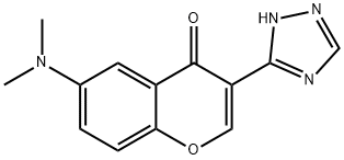 6-(Dimethylamino)-3-(1H-1,2,4-triazol-3-yl)-4H-chromen-4-one 结构式