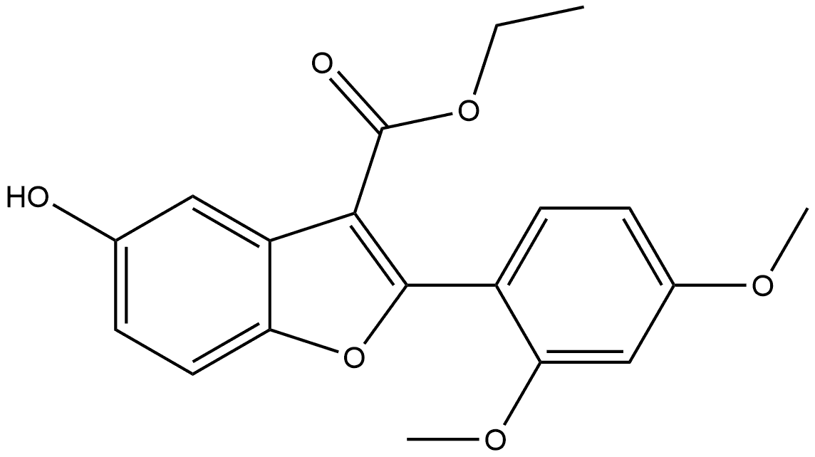 3-Benzofurancarboxylic acid, 2-(2,4-dimethoxyphenyl)-5-hydroxy-, ethyl ester 结构式