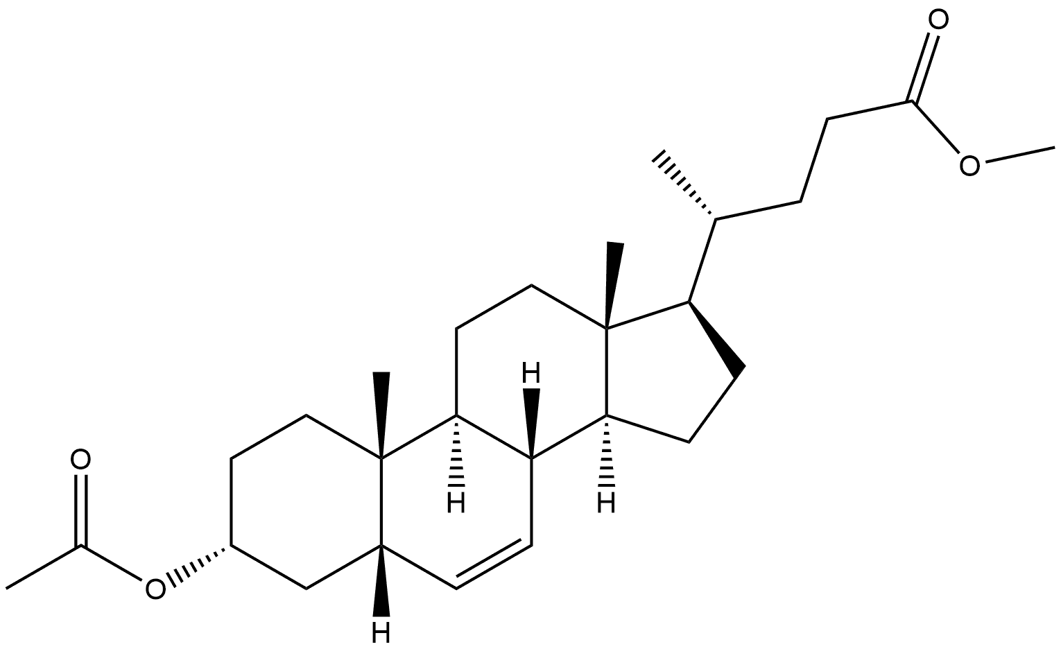 Chol-6-en-24-oic acid, 3-(acetyloxy)-, methyl ester, (3α,5β)- 结构式