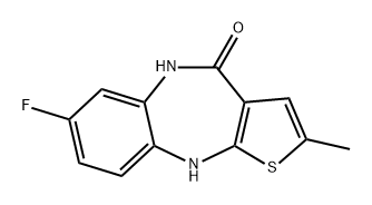 4H-Thieno[2,3-b][1,5]benzodiazepin-4-one, 7-fluoro-5,10-dihydro-2-methyl- 结构式
