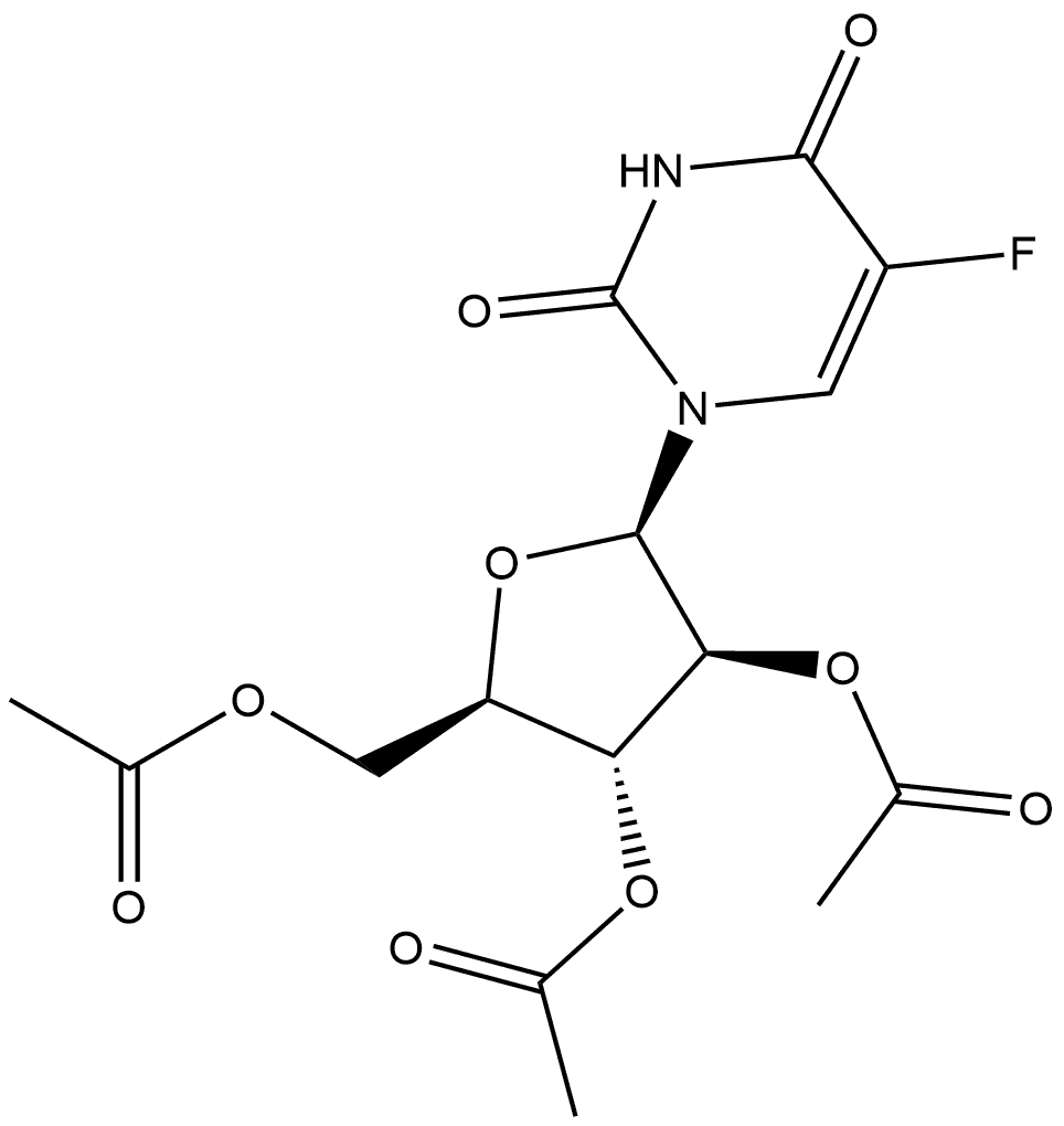 2,4(1H,3H)-Pyrimidinedione, 5-fluoro-1-(2,3,5-tri-O-acetyl-β-D-arabinofuranosyl)- 结构式
