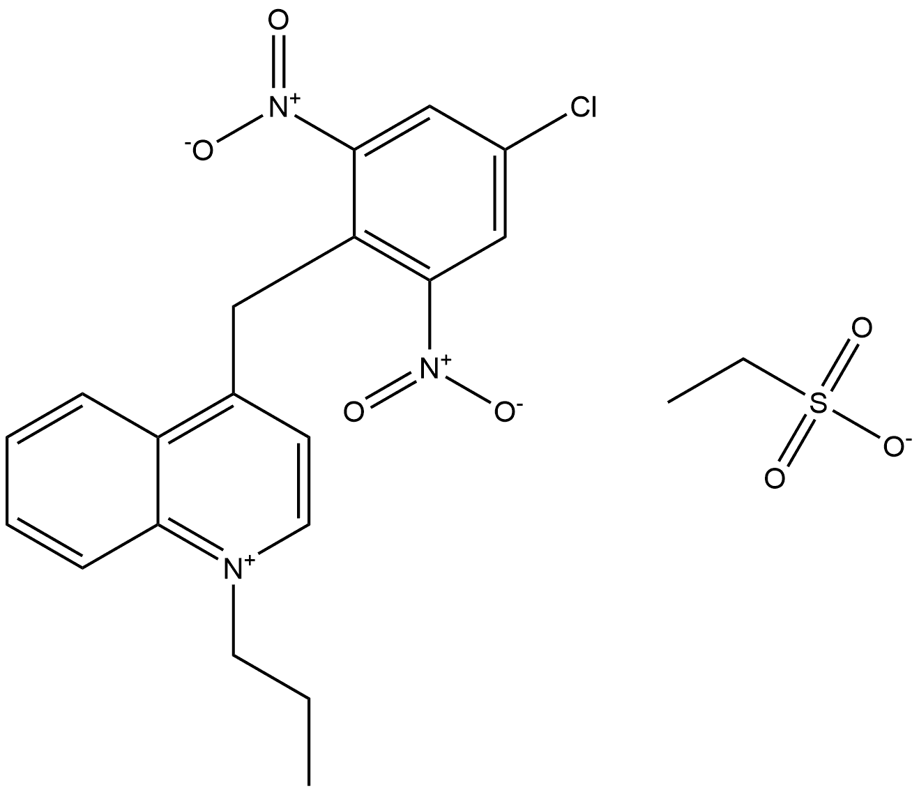 Quinolinium, 4-[(4-chloro-2,6-dinitrophenyl)methyl]-1-propyl-, ethanesulfonate (1:1) 结构式