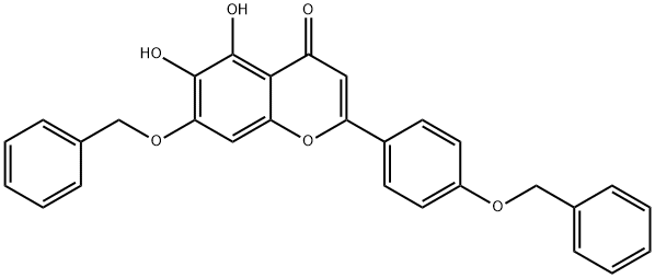 4H-1-Benzopyran-4-one, 5,6-dihydroxy-7-(phenylmethoxy)-2-[4-(phenylmethoxy)phenyl]- 结构式