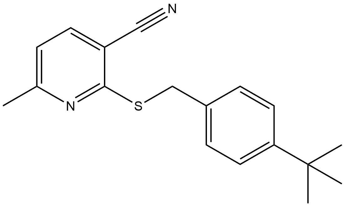 2-[[[4-(1,1-Dimethylethyl)phenyl]methyl]thio]-6-methyl-3-pyridinecarbonitrile 结构式