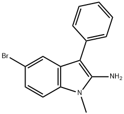 5-Bromo-1-methyl-3-phenyl-1H-indol-2-amine 结构式