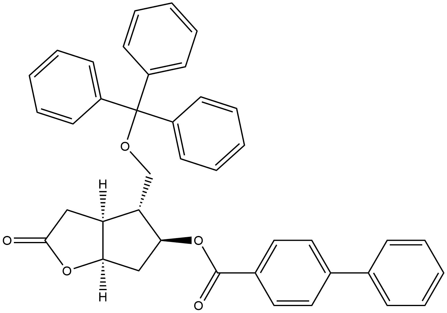 [1,1'-Biphenyl]-4-carboxylic acid, hexahydro-2-oxo-4-[(triphenylmethoxy)methyl]-2H-cyclopenta[b]furan-5-yl ester, [3aR-(3aα,4α,5β,6aα)]- (9CI) 结构式