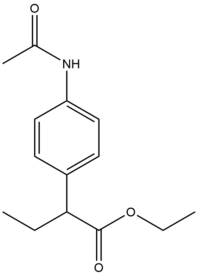 Benzeneacetic acid, 4-(acetylamino)-α-ethyl-, ethyl ester 结构式