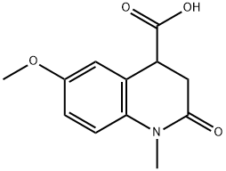 6-Methoxy-1-methyl-2-oxo-1,2,3,4-tetrahydroquinoline-4-carboxylic acid 结构式