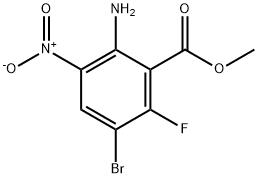 2-氨基-5-溴-6-氟-3-硝基苯甲酸甲酯 结构式