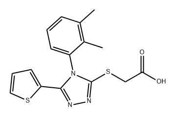 2-((4-(2,3-二甲基苯基)-5-(噻吩-2-基)-4H-1,2,4-三唑-3-基)硫基)乙酸 结构式