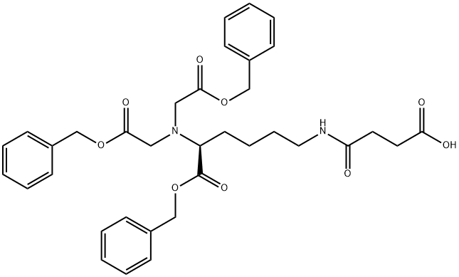 L-赖氨酸,N6-(3-羧基-1-氧代丙基)-N2,N2-双[2-氧代-2-(苯基甲氧基)乙基]-,1-(苯基甲基)酯 结构式