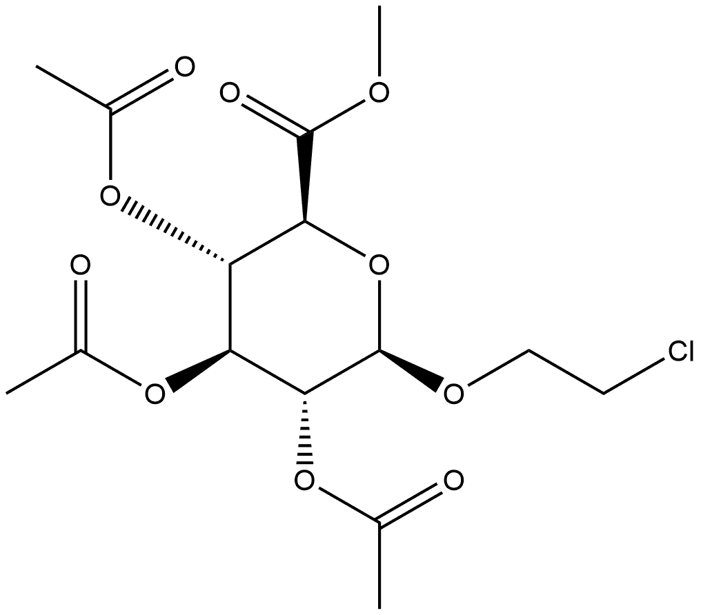 2-氯乙基2,3,4-三-O-乙酰基-Β-D-吡喃葡萄糖醛酸甲酯 结构式