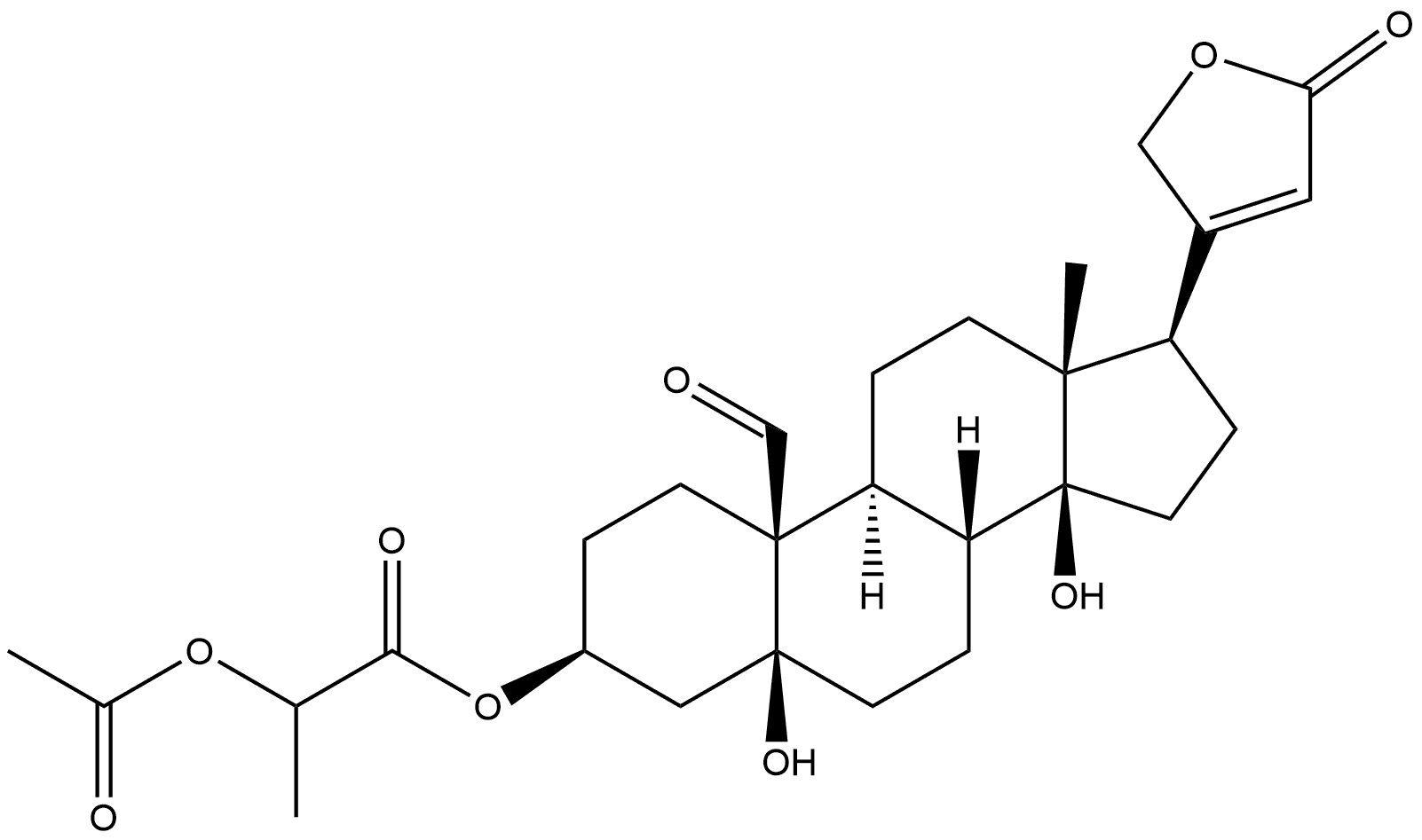3β-[2-(Acetyloxy)-1-oxopropoxy]-5,14-dihydroxy-19-oxo-5β-card-20(22)-enolide 结构式