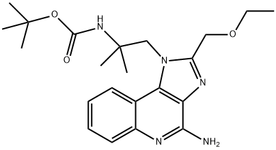 Carbamic acid, N-[2-[4-amino-2-(ethoxymethyl)-1H-imidazo[4,5-c]quinolin-1-yl]-1,1-dimethylethyl]-, 1,1-dimethylethyl ester 结构式