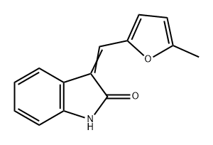 3-((5-甲基呋喃-2-基)亚甲基)吲哚-2-酮 结构式